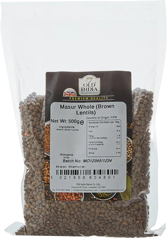 Old India Masur Whole (Brown Lentils) 500g best before 4/25