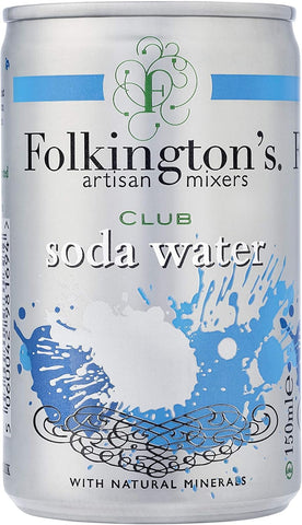 Folkington's Club Soda Water Natural Minerals Drink Mixer pack of 23 x 150 ml- best before 28/02/26- dented cans