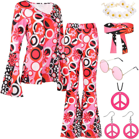 60s 70s Fancy Dress Women Hippie Costume Clothes 70 Style Ladies Fancy Dress Outfit (S)- new but missing flower headband, no original packaging