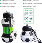 CARESWAY Football Water Bottle - Collapsible Football Bottle for Children Drinks- new but open/scruffy box