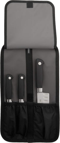 Mercer Culinary Genesis 4-Piece Starter Set, Stainless Steel, Silver- new but large knife missing, some finger marks, open scruffy box-ID REQUIRED