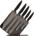 Tower  Kitchen Knife Set with Acrylic Knife Block , new but a small crack on the knives holder , open , scruffy box , ID REQUIRED