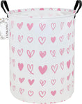 FANKANG Laundry Hamper Storage Bins Nursery Hamper Canvas,(Round Pink Heart)- new but missing original packaging