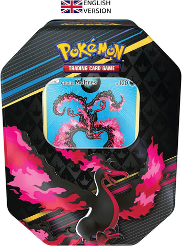 Pokémon TCG, Crown Zenith Tin – Galarian Moltres (1 Foil Card and 4 Booster Packs), sealed
