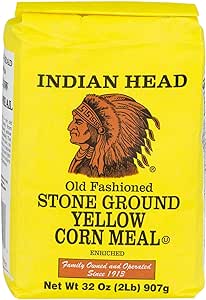 Indian Head Stone Ground Yellow Corn Meal 907g (2LB)- best before 05/04/24- dirty pack, damaged and taped(ref T17-3)