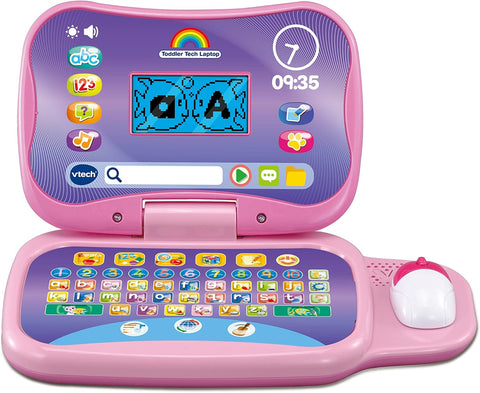 VTech Toddler Tech Laptop, Pink, used-good condition, open-scruffy box