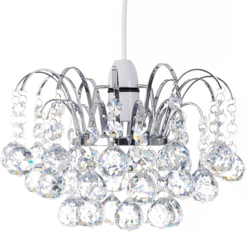 Klass Home  Crystal Faceted Oriel Light Shade | Crystal Chandelier- Chrome Finish- new but open/damaged box