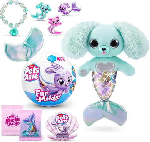 Pets Alive Furmaids by ZURU Mermaid Plush Interactive Lights Sounds Girls Toy (Green Puppy), new but tape around box