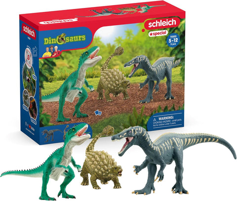 SCHLEICH Attack on the Dino Trio Dinosaurs Toy Figurine- new but open scruffy box