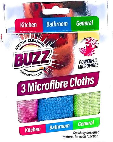 Buzz Microfibre Cloths 3 Pack