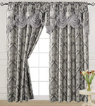 V Luxury Jacquard Curtain Panel, Ashley Grey, condition new, open, scruffy packaging