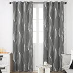 Deconovo Grey Curtains 66 x 54 Inch Drop Foil Printed Wave , new , original packaging missing