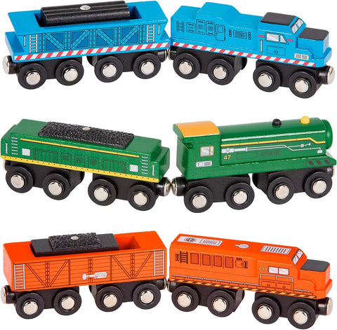 Battat Classic Trains 6 Pcs Wooden Railroad Set, New but open, scruffy box