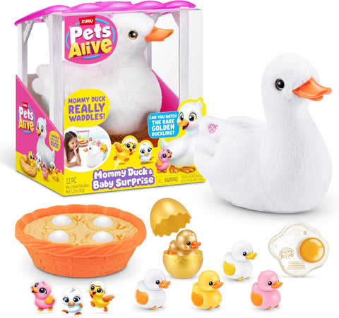 ZURU Pets Alive Mommy Duck & Baby Surprise, Used- good, duck doesn't make a sound, missing golden egg, open, damaged box