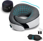Proglobe Travel Pillow, Memory Foam Neck Pillow Set and Luxury Mesh Bag (Grey)- new but eye mask missing, scruffy packaging
