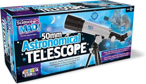 Science Mad 50mm Astronomical Telescope, New but open, scruffy box