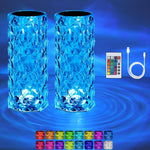 2Pack Crystal Diamond Rose Table Lamp, RGB LED, condition used- very good, no charger, scruffy box