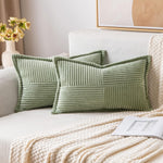 MIULEE Corduroy Cushion Covers Pack of 2 Sage Green 30x50 cm- new but scruffy packaging