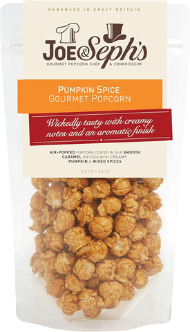 Joe & Seph's Pumpkin Spice Popcorn 80g, best before 04/26, scruffy packaging