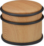 Relaxdays Brown Wood Effect Stainless Steel Door Stop, ∅ 9.5 cm- new but small dent on top/damaged box