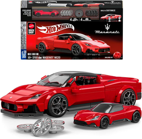 Mattel Brick Shop Hot Wheels Building Set, Maserati, New but open, scruffy box, all bags inside factory sealed