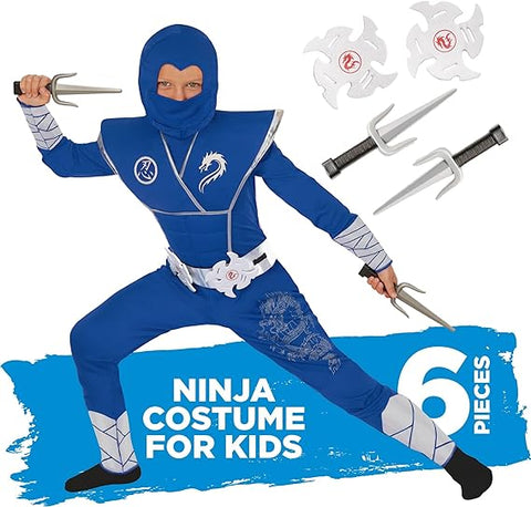 Morph Blue Ninja Costume For Boys size L 10-12 yo  refurbished  (ref tt131)