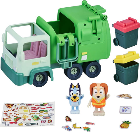 Bluey Garbage Truck Vehicle Playset, new but one garbage bin is missing