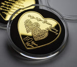 50th GOLDEN WEDDING ANNIVERSARY Heart Shaped Commemorative in Capsule- new but 1 crack on the case