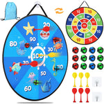 26 Inches Double-sided Foldable Kids Dart Board Set, Ocean, condition new, missing balls, no original packaging