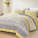 WONGS BEDDING Boho Quilt Set King, Coverlet Set with 2 Pillowcases, Floral Bedding 104"×90"- new but no original box