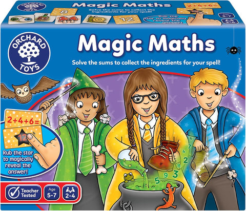 Orchard Toys Magic Maths, New but missing 1 card, open, scruffy box