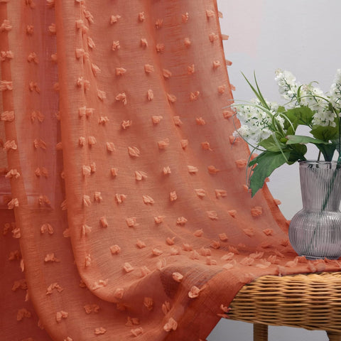KOUFALL Boho Sheer Orange Curtains 2 Panels 96 Inches Long- Burnt Rust Orange- new but scruffy packaging