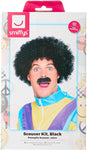 Scouser Set Black Wig And Tash , new, open box ( ref tt136)