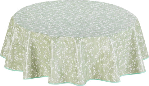 Home Direct Round Oilcloth PVC Tablecloth Table Cover 140cm 55" Sage Green- new