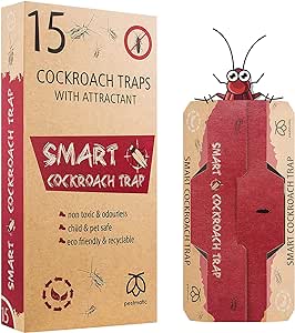 Pestmatic Smart Cockroach Trap x 15, Sticky Strong Glue Cockroach Trap with Food Bait