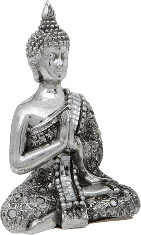 Thai Buddha with Reflective Silver Meditation Shawl with Hands Clasped -13 cm / 5.25-Inch New but scruffy box