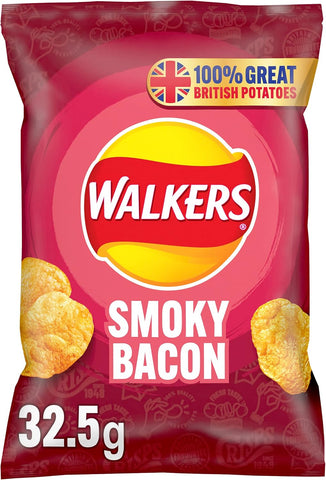 Walkers Smoky Bacon Crisps Box, 32.5 G- Case Of 31, best before 12/10/24, damaged pack