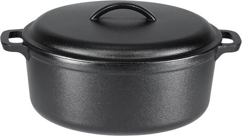 Amazon Basics Round Cast Iron Oven Pot, 6.62 L, condition new, open, scruffy box (Ref T12-2)