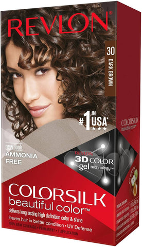 Revlon Colorsilk 30 Permanent Hair Dye Dark Brown, damaged box