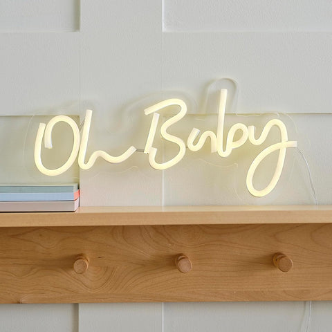 Ginger Ray White 'Oh Baby Neon Wall Light, New but open, scruffy box, tested