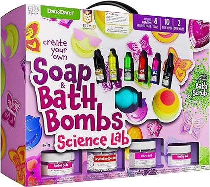 Soap & Bath Bomb Making Kit for Kids, New but glitter is missing, wooden spoon broken, damaged box