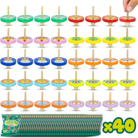 Wooden Spinning Top Animal Party Bag Fillers BONNYCO, New but only 39, open, scruffy box