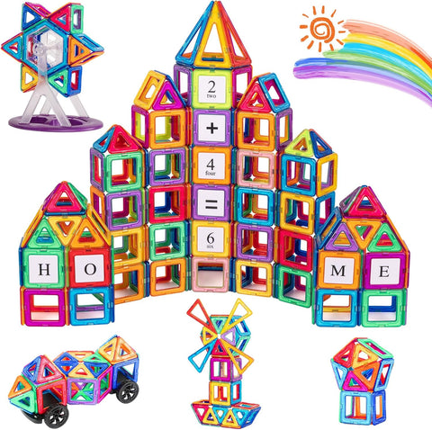 aaczly Magnetic Tiles 122PCS Building Blocks, New but open, scruffy box