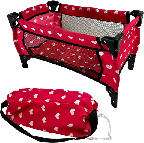 The New York Doll Collection Pink Doll Travel Cot Bed , condition , used-acceptable