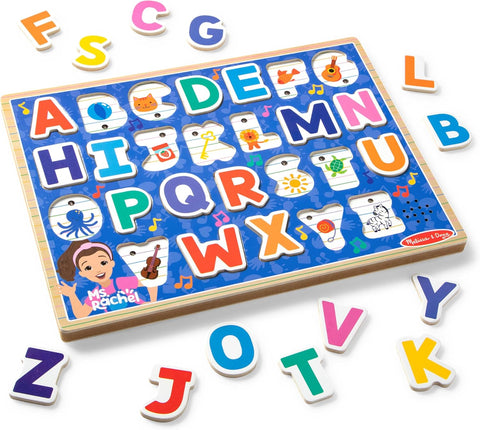 Melissa & Doug Ms Rachel Wooden Phonics Alphabet Sound Puzzle, New, open, scruffy packaging
