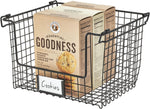iDesign Wire Storage Basket, Extra Large Metal Basket with Handles, Black- new but 1 handle slightly misshapen, paper label bent, scruffy bag