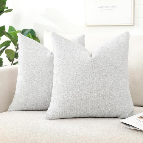 Artscope Pack of 2 Textured Boucle Cushion Covers, 50x50cm, Light Grey, New, scruffy packaging