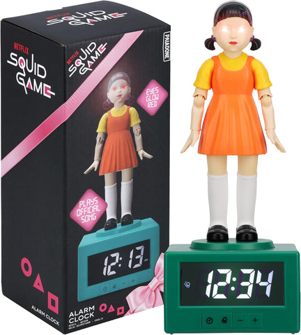 Squid Game Doll Alarm Clock - New but opened scruffy box, TESTED, Need batteries