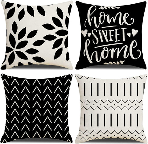 Homefeelzydys Cushion Covers , 4 pack ,45 x 45, new , only x3 covers ( home sweet home missing)