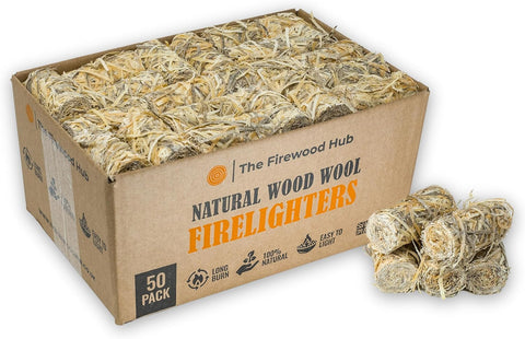 50 - Wood Wool Firelighters for Safe, Clean, and Odorless Ignition of Wood and Log Burners- new but open box